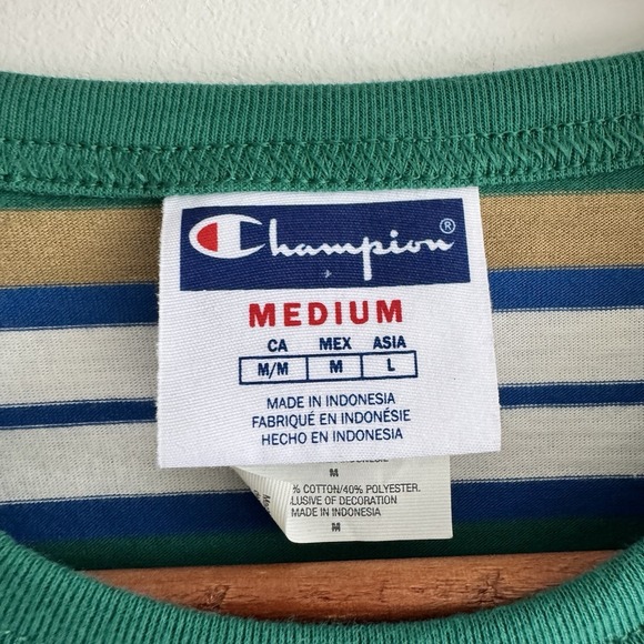 Champion Men's T-shirt size Medium Multicolor Striped Logo - Picture 5 of 7